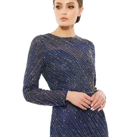 Mac Duggal 5240 NWT LONG SLEEVE BEADED COLUMN GOWN - Picture 3 of 9